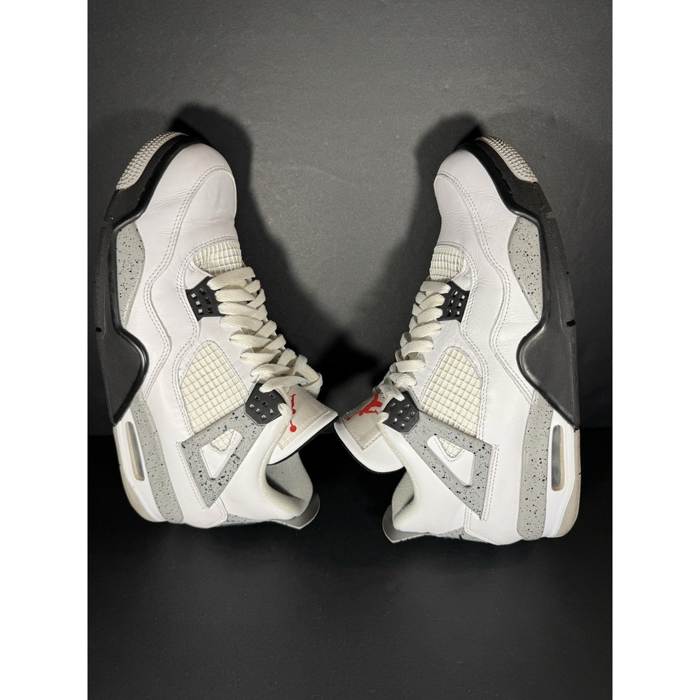 Size 10.5 - Jordan 4 Retro OG Mid White Cement OG All Shoes White Black Sneakers - Picture 6 of 8